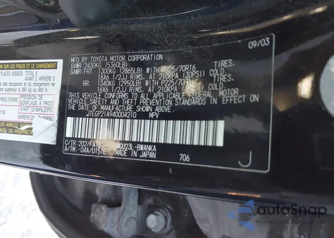 2004 Toyota Highlander V6 from USA, damaged, VIN JTEGP21A940004210